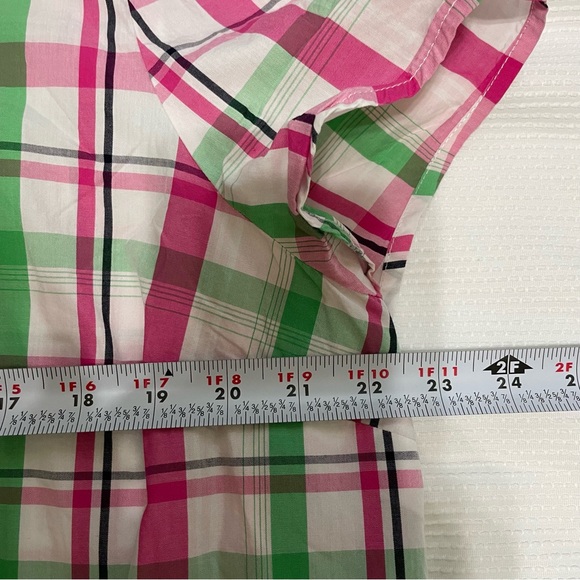 Crown & Ivy Peplum Plaid Top in Pink and Green - Picture 6 of 6